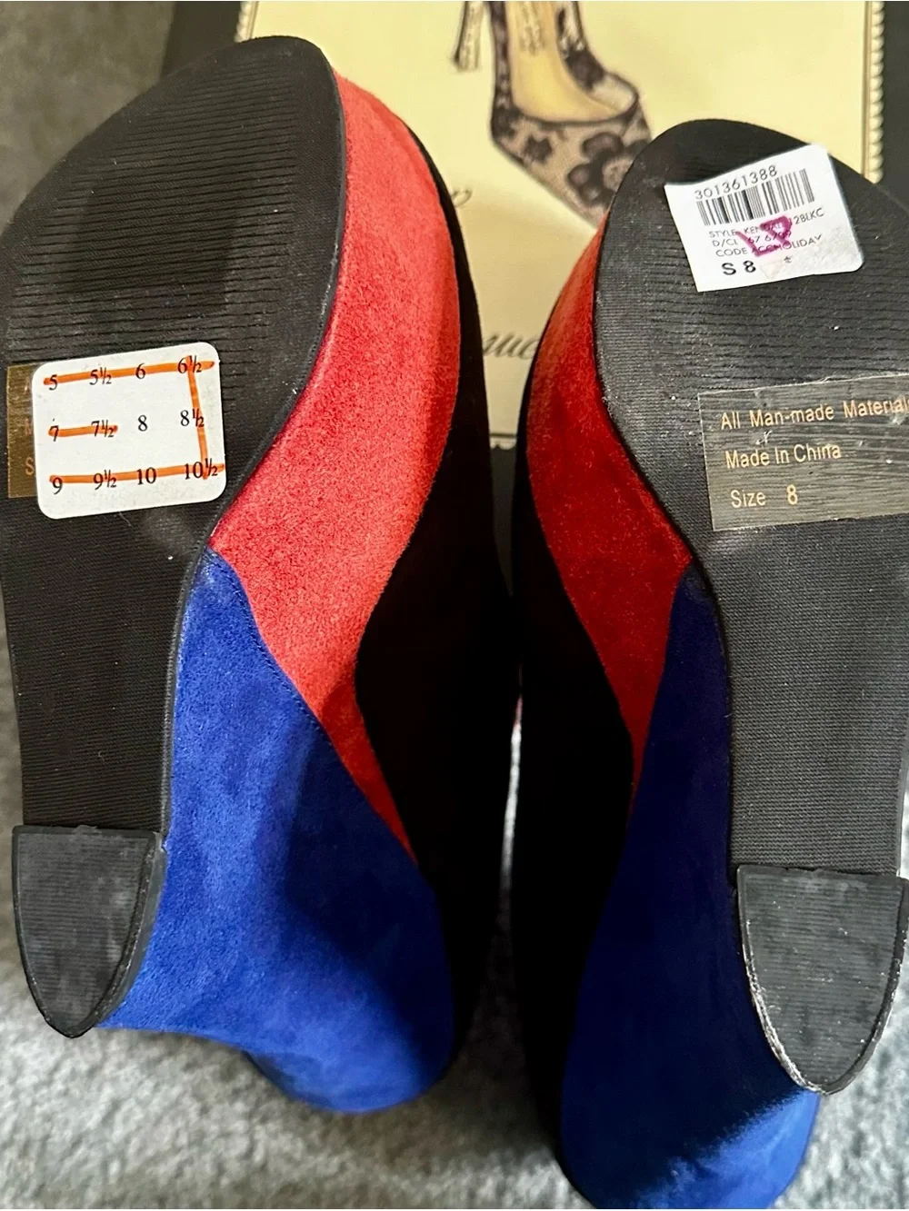 Charlotte Russe Black Platform Pumps with Red and Blue Accents